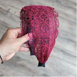 Bentita deosebita pentru par din Dantela lata BTP080NN - Rosie